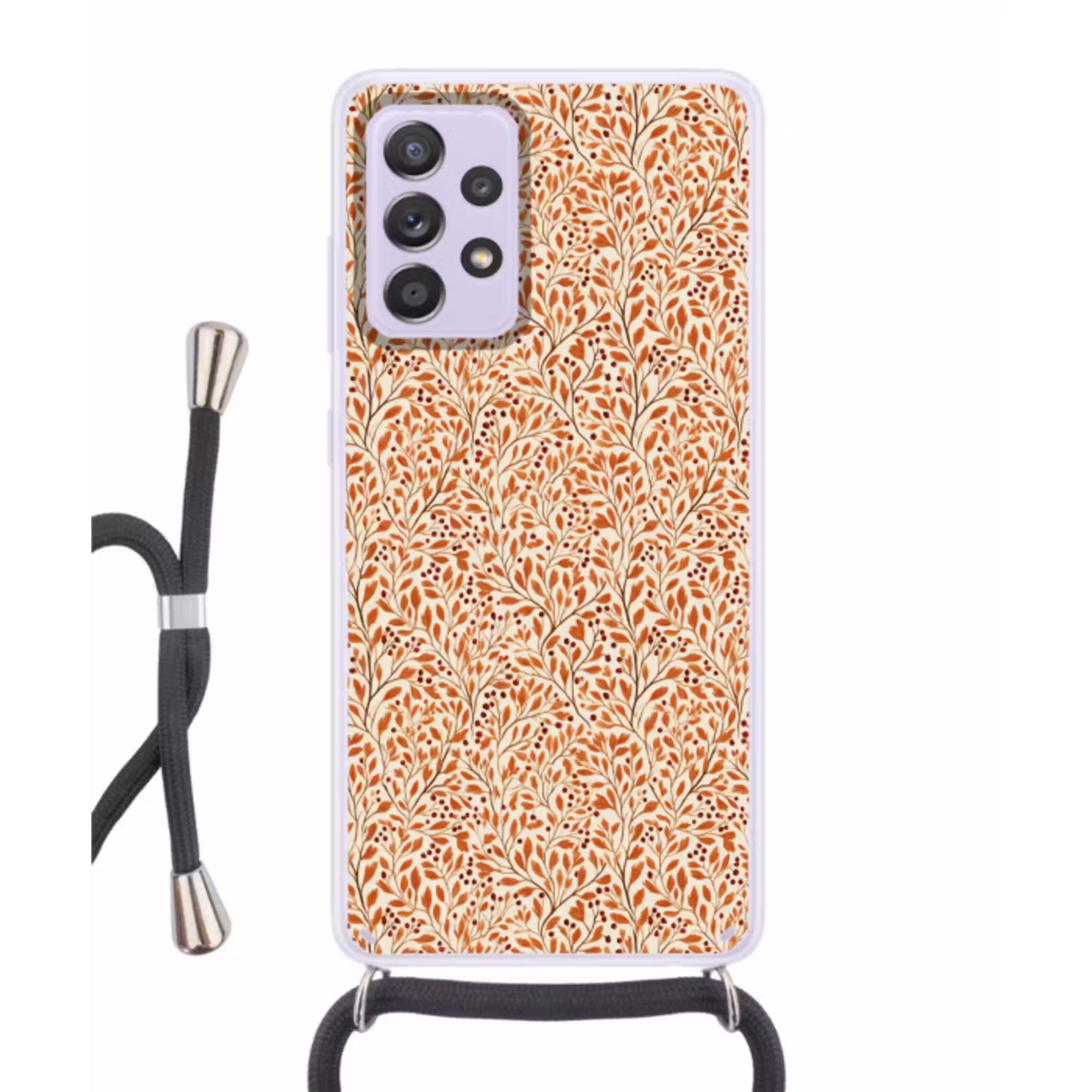 Bladeren - Botanisch  - Terracotta Hoesje Samsung Galaxy A52 5G met koord klein 816 -3d