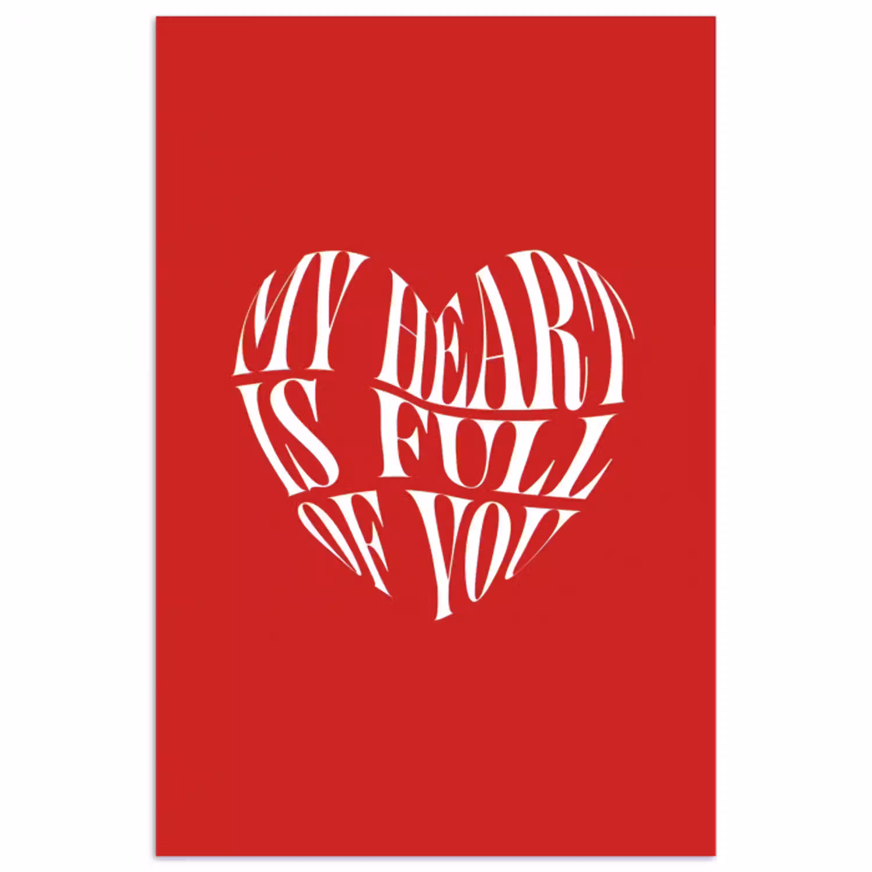Rood - Hart- Tekst - Valentijn poster papier klein -3d
