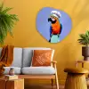 Papegaai - Koksmuts - Vogel - Leuk Wandcirkel Organisch Plexiglas middel -sfeer4