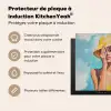 Schilderij - Vrouw - Hoed - Geel Inductie beschermer vinyl 3mm middel -usfeer2_FR