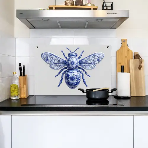 Bij - Modern - Delfts - Blauw Inductie beschemer met haakjes klein -sfeer2