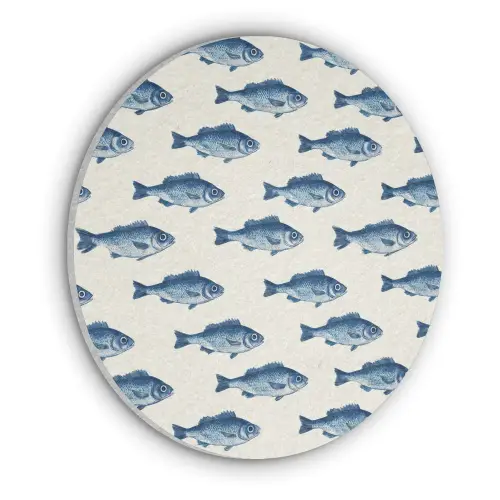 Vis - Patroon - Blauw Akoestische PET Vilt - Rond klein 838 -3d