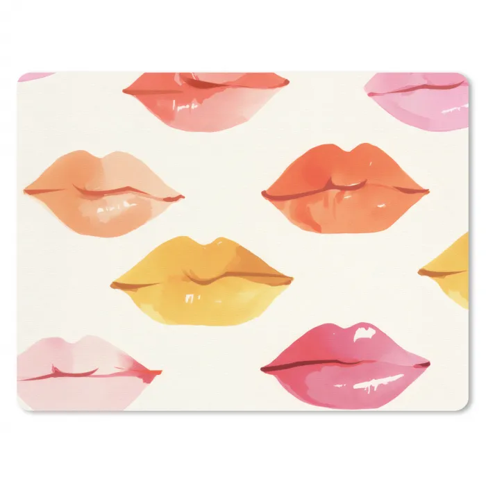 Lippen - Kleurrijk - Glanzend muismat rubber klein -3d