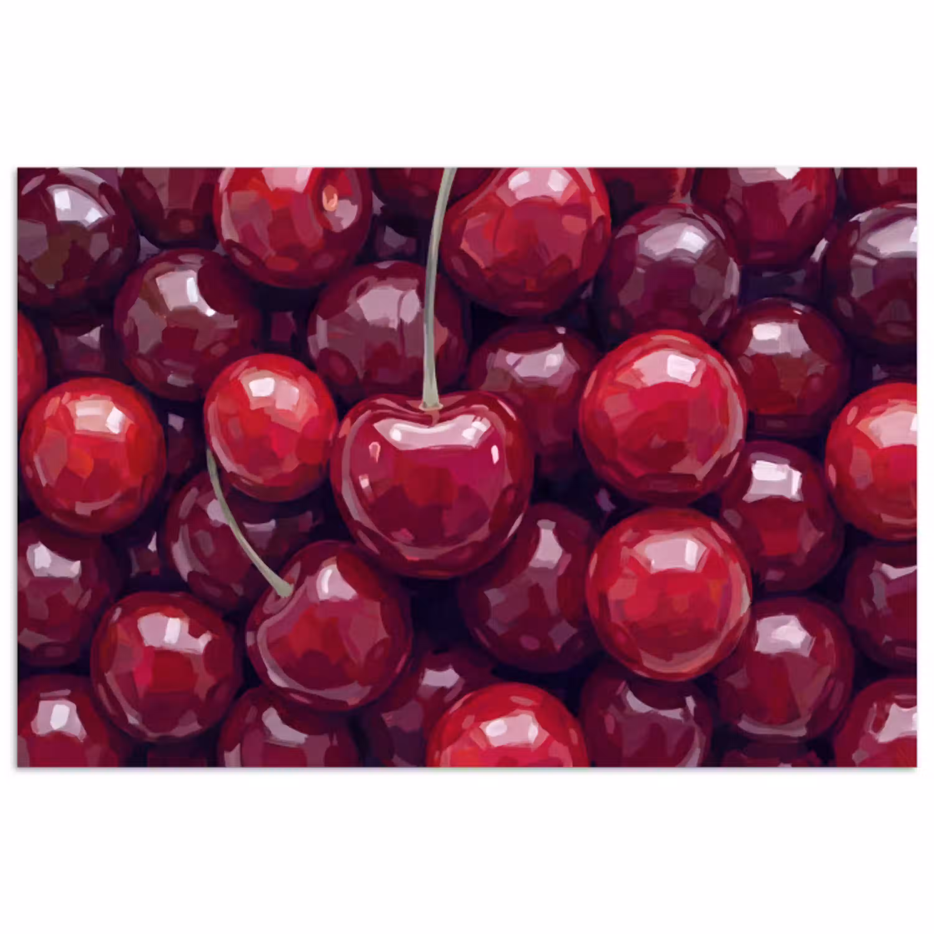 Fruit - Kersen - Eten - Modern - Rood poster papier klein -3d
