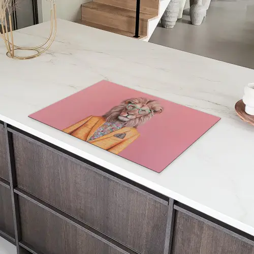 Leeuw - Pak - Geruit - Bril Inductie beschermer vinyl 3mm klein -sfeer8