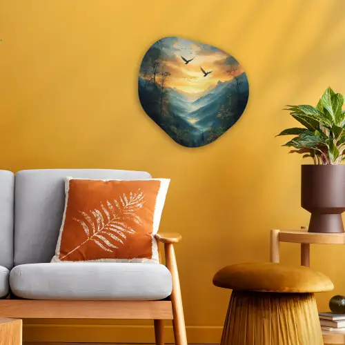 Vogels - Zon - Bomen - Groen Wandcirkel Organisch Forex 3mm klein -sfeer4