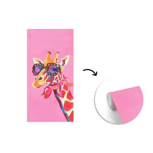 Giraf - Roze - Bril - Sjaal fotobehang vinyl groot -3d