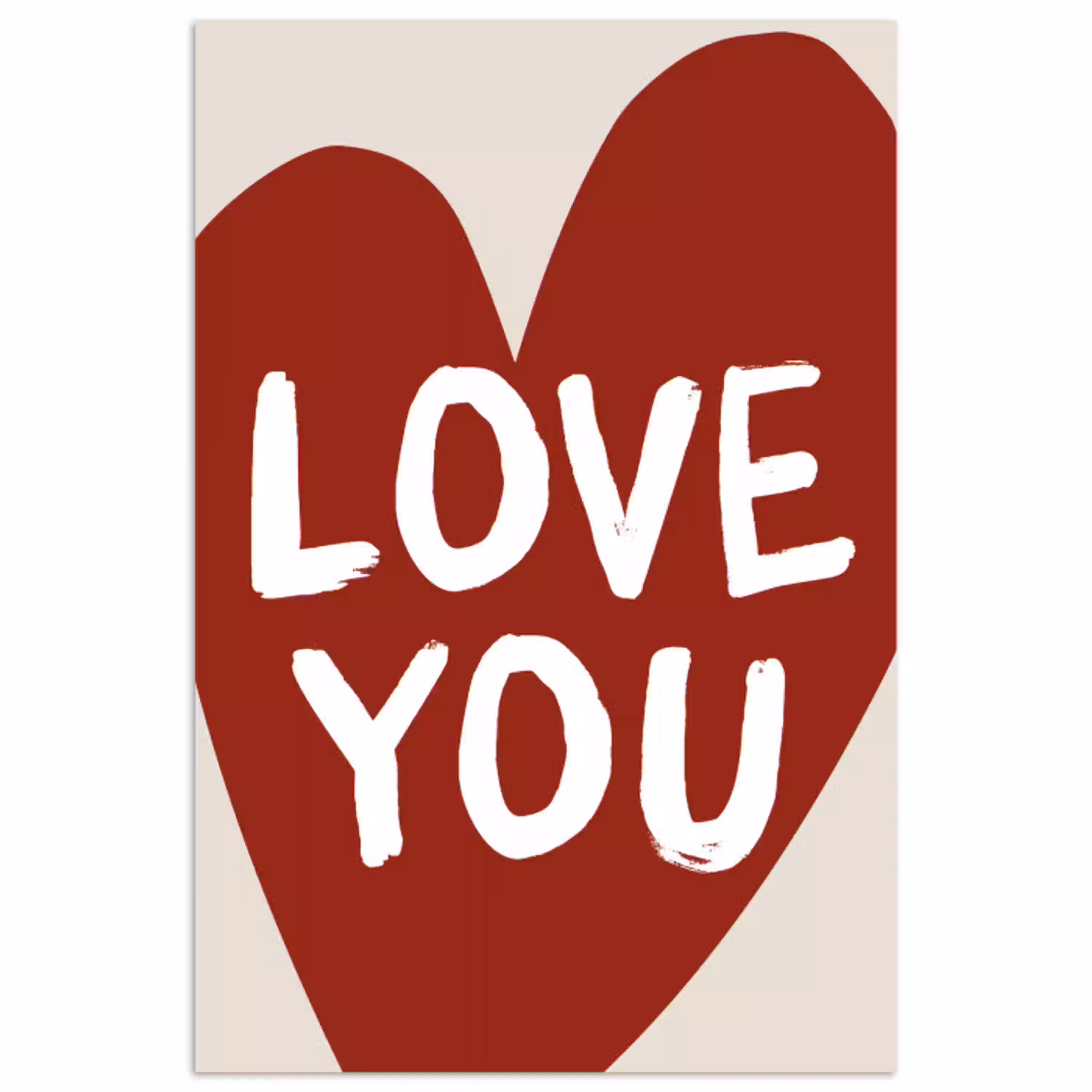 Loveyou - Hart - Rood poster papier klein -3d