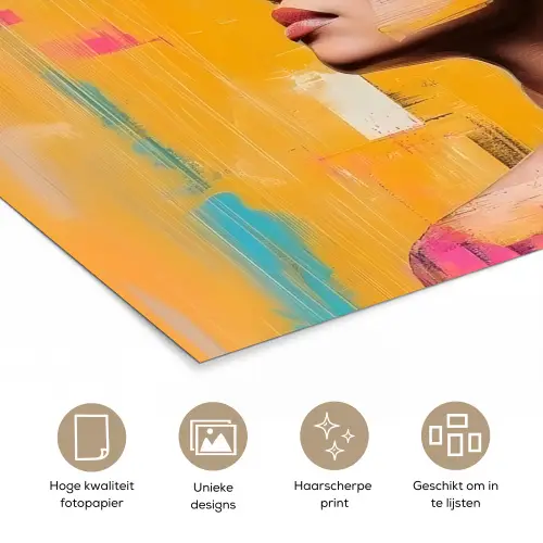 Vogel - Vrouw - Abstract - Bloem poster papier klein -closeup_NL