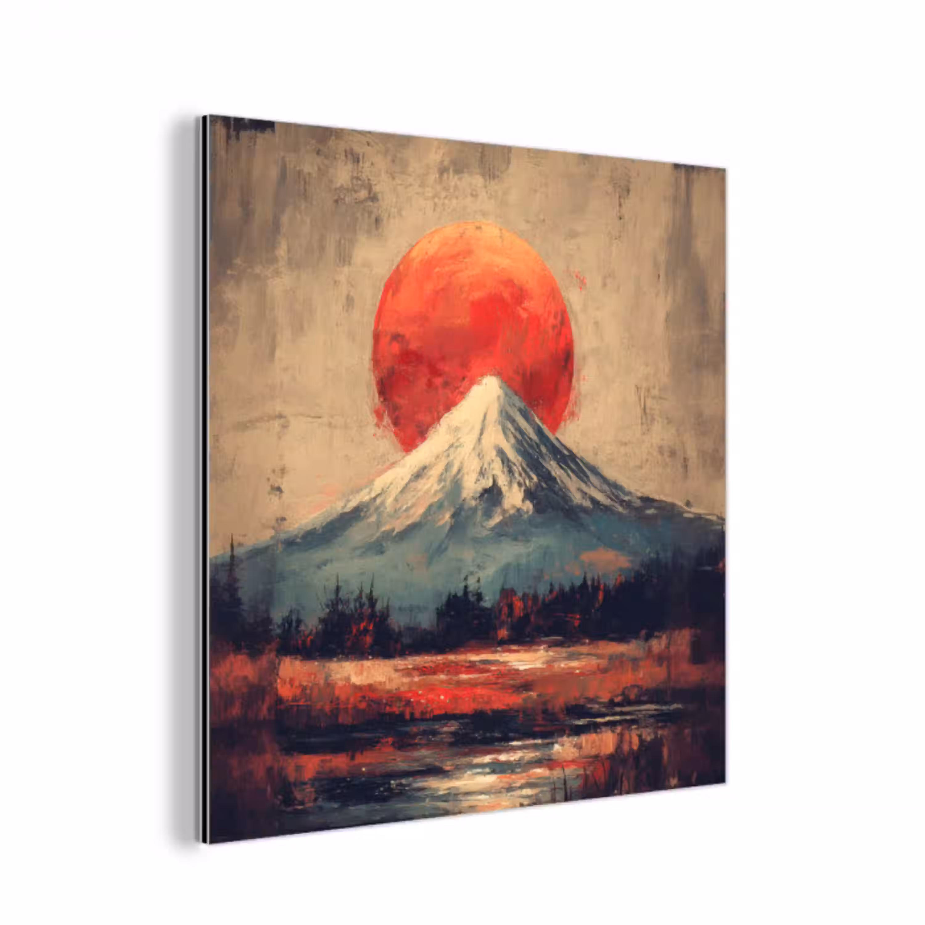 Bergtop - Sneeuw - Zon aluminium wit klein -3d