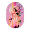 Vrouw - Bloemen - Paars - Abstract Wandcirkel Ovaal Forex klein -3d