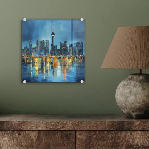 Skyline Toronto - Water - Stadslichten - Toren plexiglas 5mm klein -sfeer3