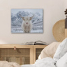 Schotse Hooglander - Sneeuw - Bergen - Winter PET vilt klein -sfeer3