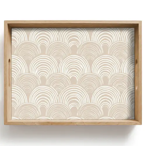 Golven - Structuur - Beige Dienblad Rechthoek middel 911 -z3d_shopping