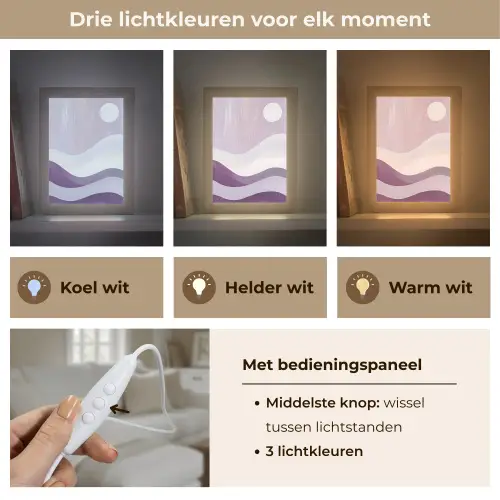 Golven - Heuvels - Abstract - Paars Light Box met kabel (Tafellamp) klein -USP_lichtkleurNL