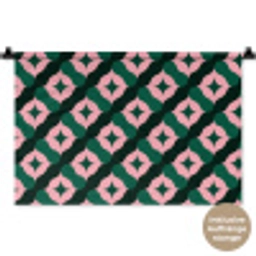 Groen - Roze - Retro - Sterren Wandkleed katoen klein 269 -t3d_DE