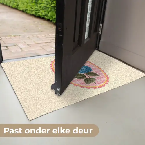 Bloemen - Blauw - Lijst - Bladeren Deurmat klein -USP_NL