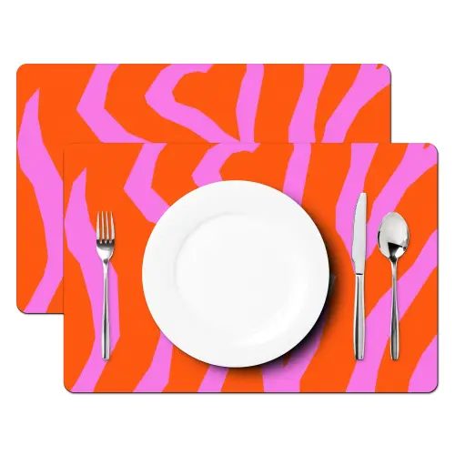 Zebraprint - Grafisch - COOL - Oranje Placemat vinyl groot -zzsfeer2_Kitchenyeah-website