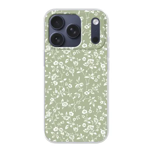 Bloemen - Print - Groen - Wit Telefoonhoesje iPhone 17 Pro klein -3d