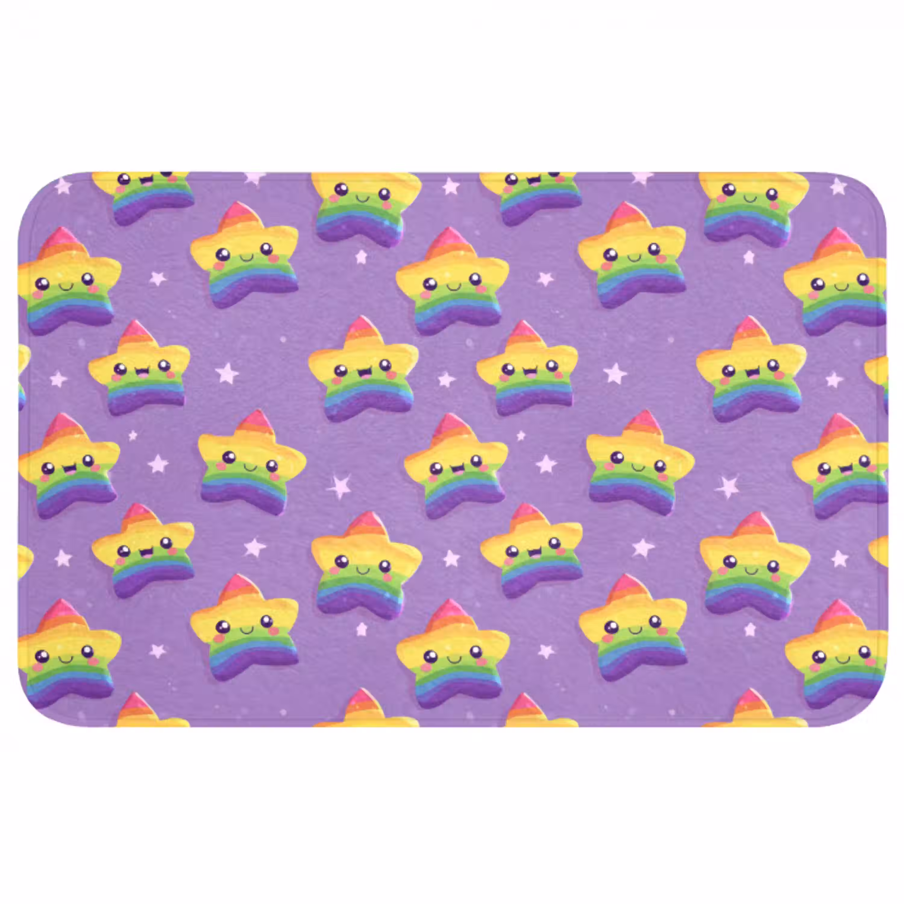 Sterren - Regenboog - Paars Badmat middel 997 -3d