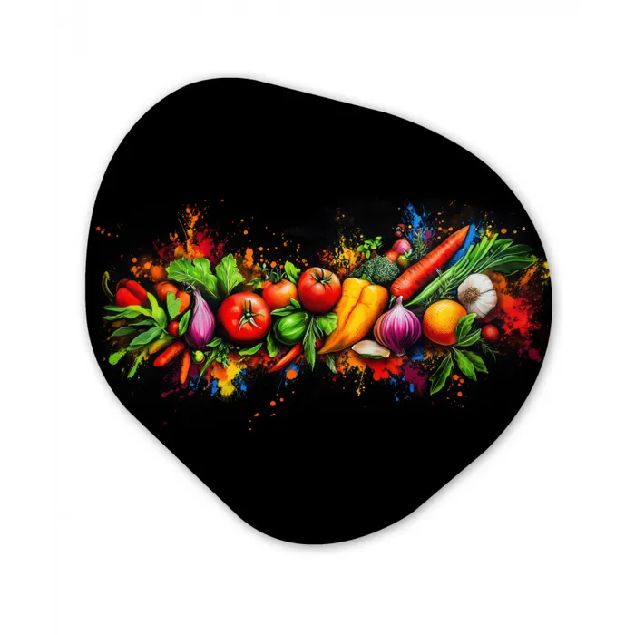 Groente - Eten - Kruiden - Graffiti - Koken Wandcirkel Organisch Forex 3mm klein -3d