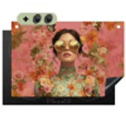Vrouw - Bril - Roze - Bloemen Inductie beschemer met haakjes klein -3d