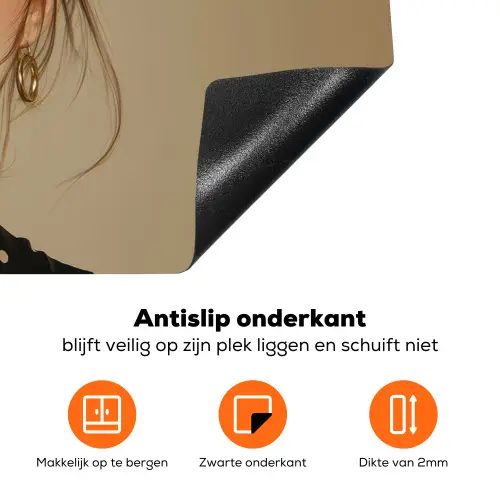Vrouw - Beige - Bloem - Modern - Portret Inductie beschermer vinyl 3mm klein -zzzzzzz-td-onderkant
