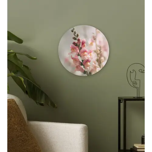 Bloem - Leeuwenbek - Roze - Stengel Wandcirkel kunststof plaat 5mm dik klein -sfeer3