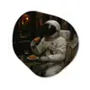 Café - Croissant - Koffie - Astronaut Wandcirkel Organisch Forex 3mm klein -3d