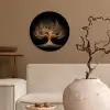 Lichtjes - Boom - Abstract - Zwart Wandcirkel kunststof plaat 5mm dik klein -sfeer1