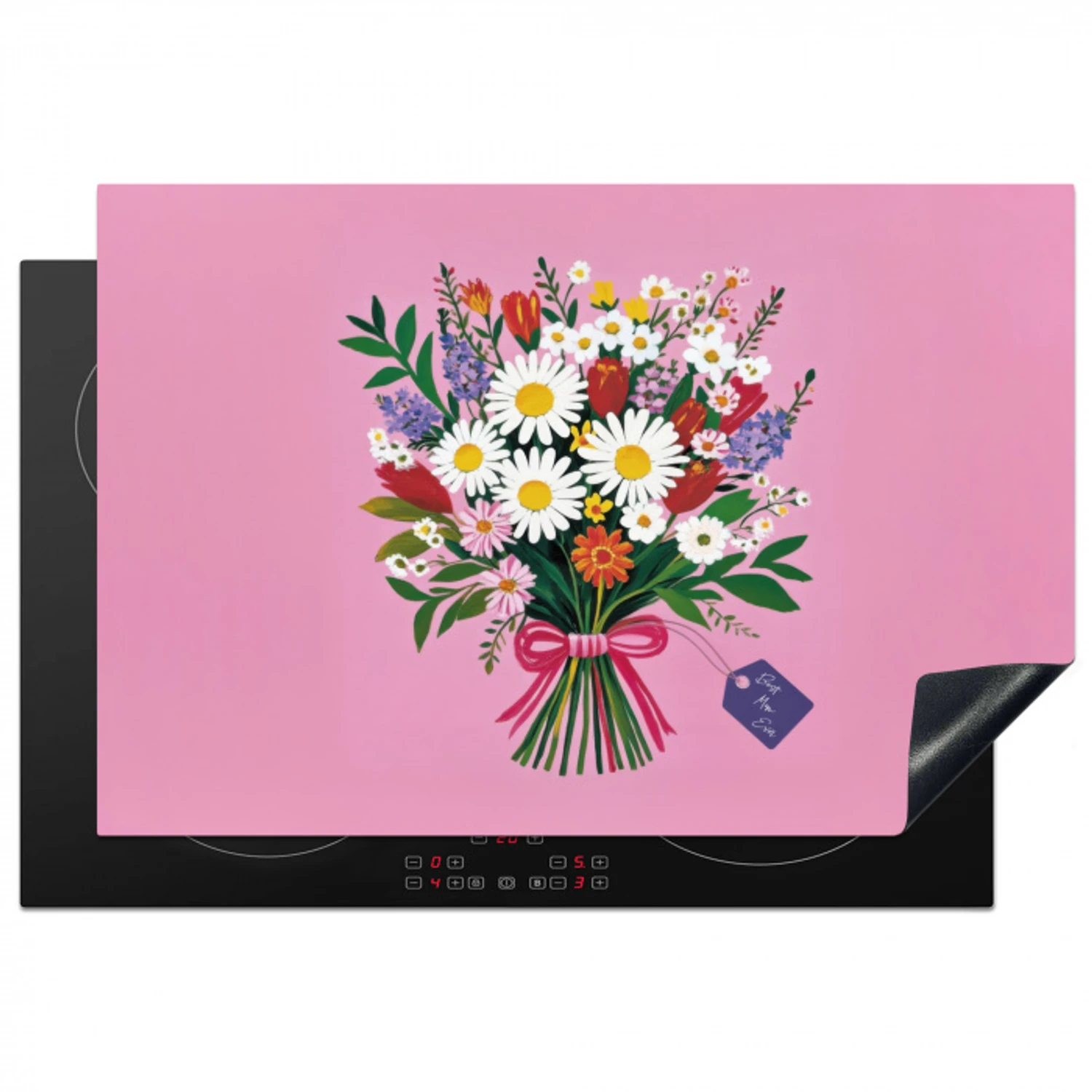 Bloemen - Quote - Kaartje - Kleurrijk Inductie beschermer vinyl 3mm klein -3d
