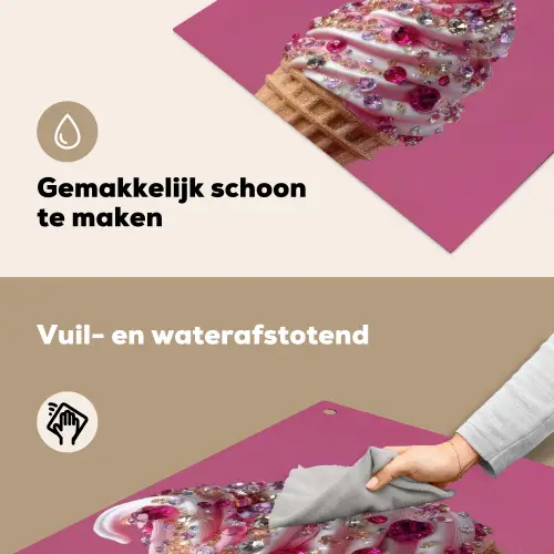 Softijs - Edelstenen - Roze - Hoorntje Inductie beschemer met haakjes middel -ky-schoon-nl