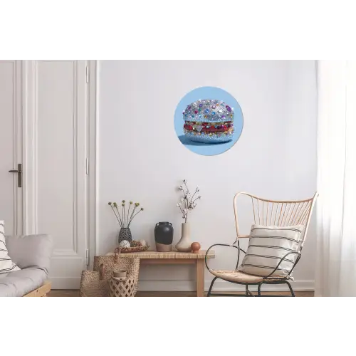 Glitters - Hamburger - Blauw Wandcirkel aluminium klein -woonkamer