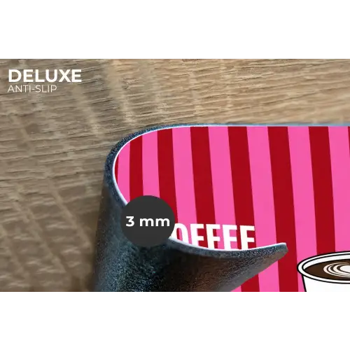 Roze - Strepen - Koffie - Maandag Placemat vinyl groot -closeup