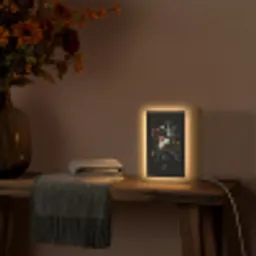 Bloemstuk - Vaas - Zwart Light Box met kabel (Tafellamp) klein -sfeer4