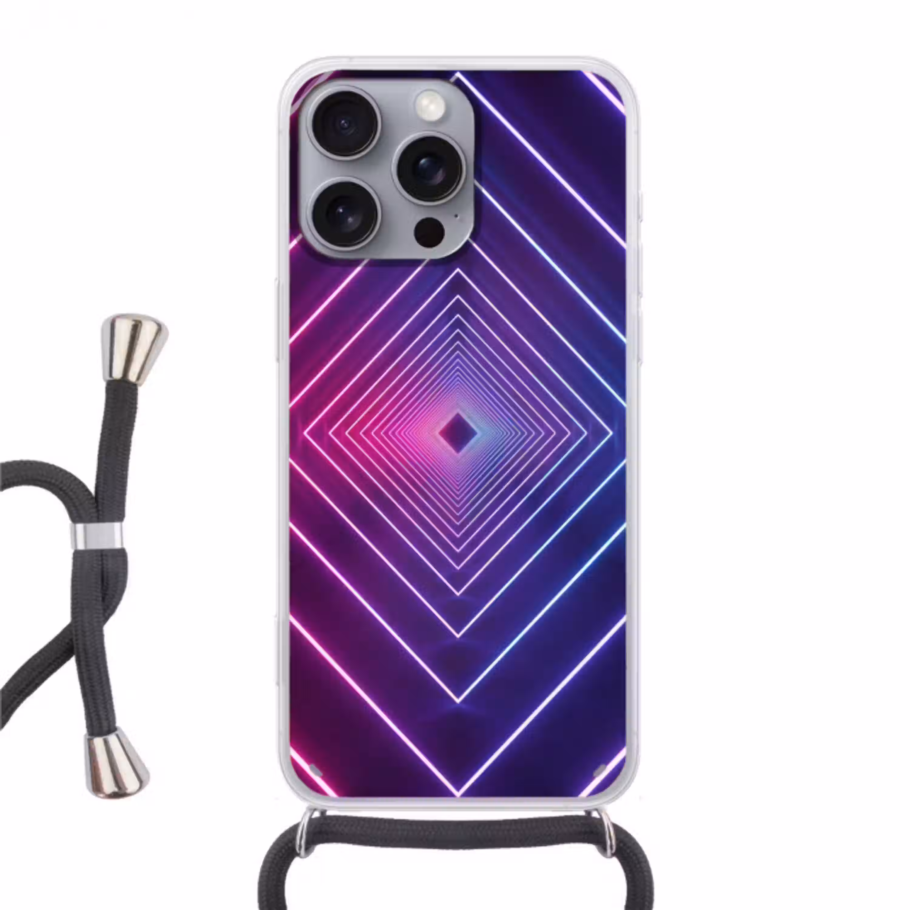 Driedimensionaal - Tunnel - Ruimte Hoesje iPhone 16 Pro Max met koord klein -3d