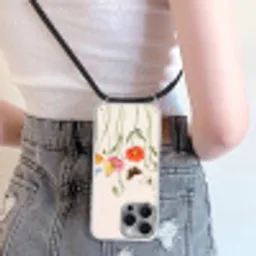 Vlinders - Klaprozen - Illustratie - Kleurrijk Hoesje iPhone 16 Pro Max met koord klein -sfeer5