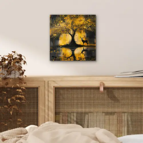 Boom - Verflook - Hert - Natuur - Goud aluminium wit klein -sfeer3
