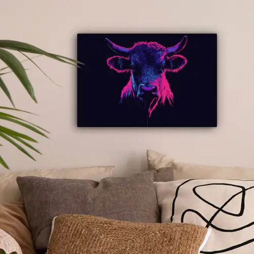 Stier - Neon - Zwart - Kleur canvas 2cm klein -sfeer1