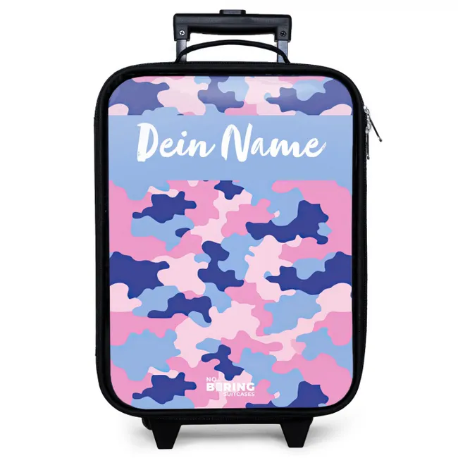 Kinderkoffer mit Name - Tarnfarben - Rosa - Blau