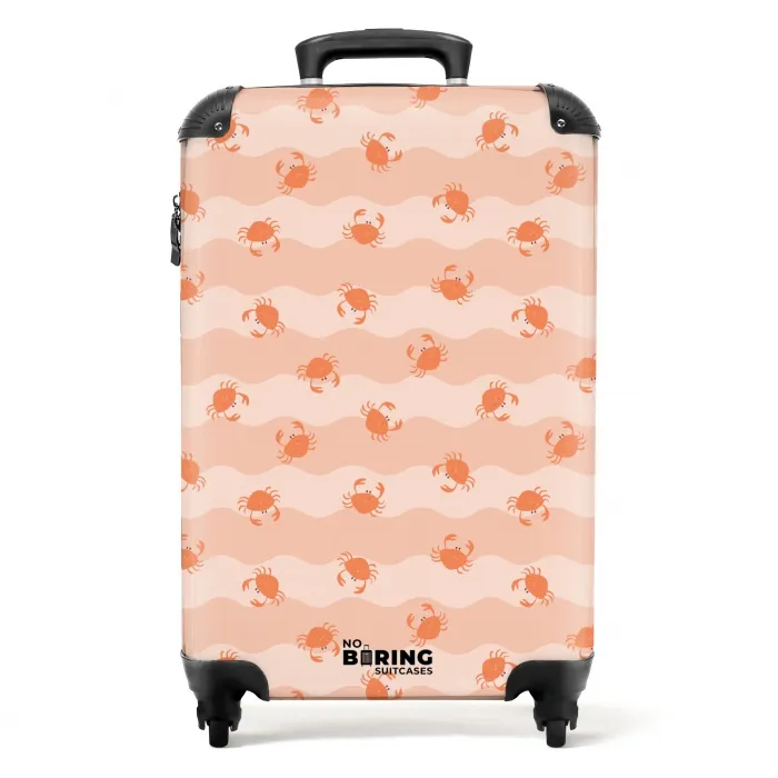Krab patroon roze oranje NBS - Handbagage koffer - Kinderen Unisex middel -productfoto_recht