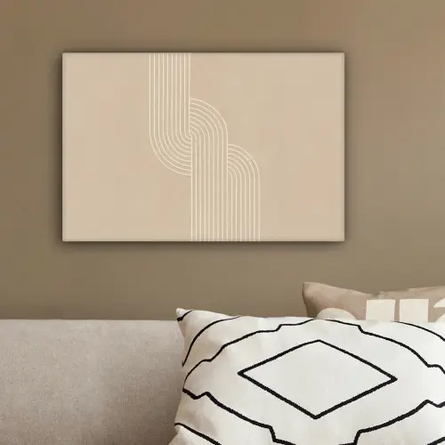 Parallelle lijnen - Lichte textuur - Beige canvas 2cm klein -sfeer3