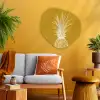 Lijnillustratie - Ananas - Bladkroon - Okergeel Wandcirkel Organisch Plexiglas middel -sfeer4