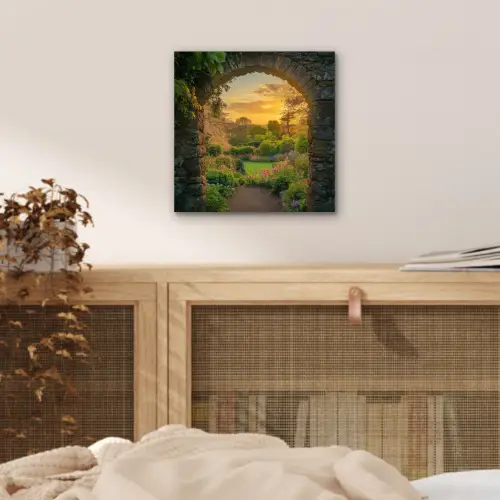 Poort - Planten - Zonsondergang aluminium wit klein -sfeer3