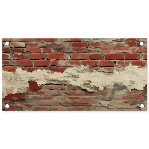 Muur - Baksteen - Verweerd tuinposter los doek klein -3d