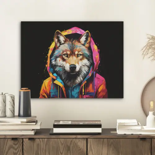 Graffiti - Wolf - Jas - Zwart PET vilt klein -sfeer1