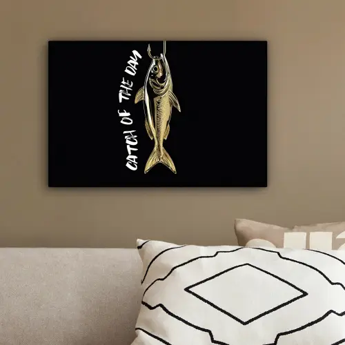 Vis - Zwart - Goud - Tekst canvas 2cm klein -sfeer3