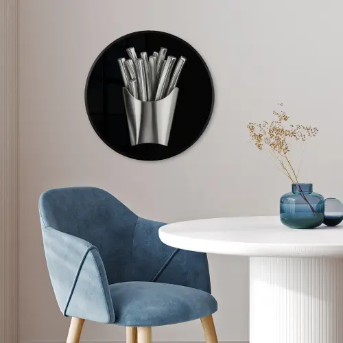 Frietjes - Futuristisch - Zilver Fotolijst rond zonder passe partout klein -sfeer2