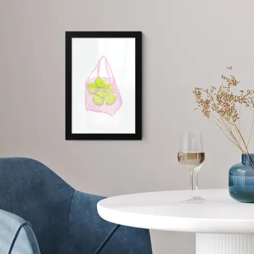 Netzakje - Roze - Illustratie - Limoenen fotolijst zwart zonder passe partout klein -sfeer4