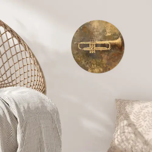 Trompet - Geel - Muzikaal Wandcirkel behangsticker klein -sfeer4